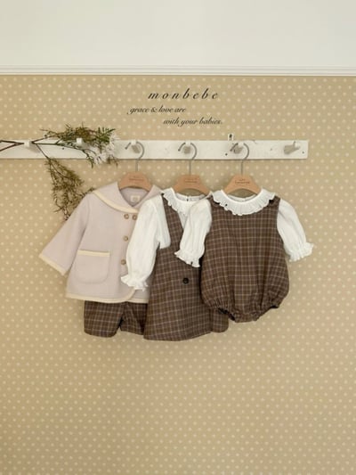 MONBEBE33｜(1y-8y) 排釦格紋吊帶裙11