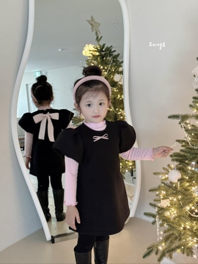 gioiello04｜(85-130cm) 公主袖蝴蝶結洋裝2