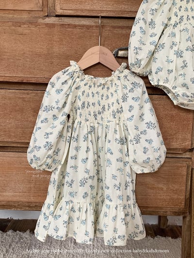 JE569｜(66-120cm) 抓皺碎花公主袖包屁衣/洋裝8