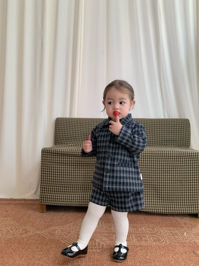 JE633｜(80cm-110cm) 法式格紋套裝/經典圓領上衣21