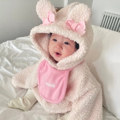 JEAYA06｜(3m-12m) 2色羊羔毛蝴蝶可愛包屁衣2