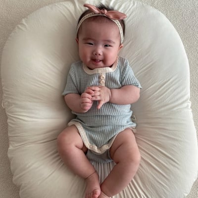 LIME&BLUE04｜(55-80cm)  素色鈕釦包屁衣13