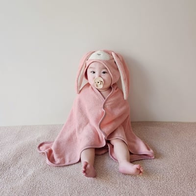 LEMONADE32｜(free) 2色小兔小熊連帽浴巾3