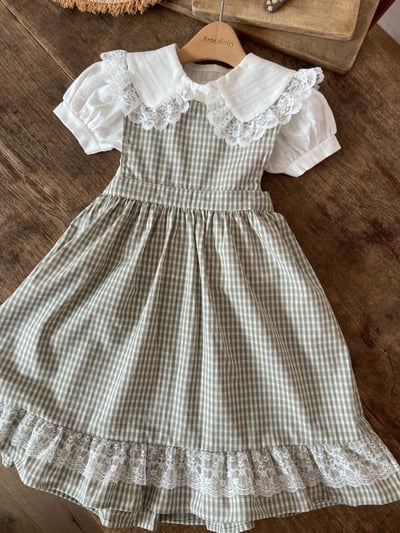 Anne Shirley18｜(1y-5y) 1色格紋蕾絲邊洋裝5