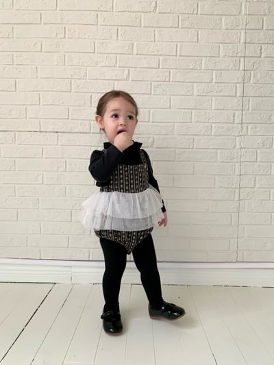 JE613｜(73cm-100cm) 小花薄紗吊帶包屁裙/花邊領上衣14