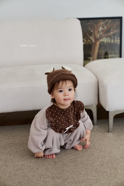 bebe nine04 (55cm-75cm) 2色磨毛荷葉圍兜設計連身衣3