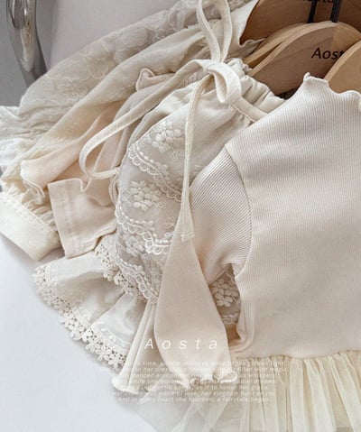 AOSTA11｜(6m-5y) 蕾絲帶層次裙4