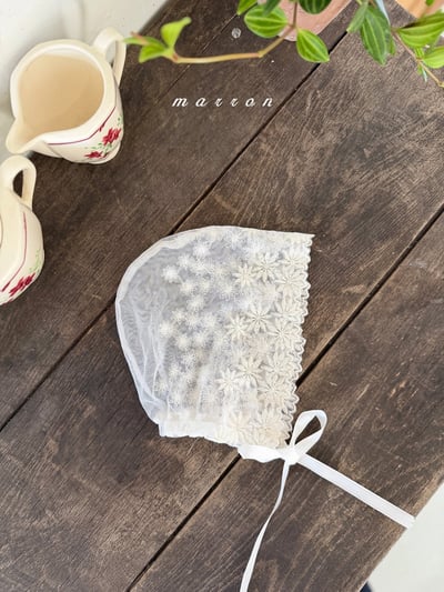 Marron39｜(Free) 蕾絲緹花綁帶帽4