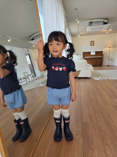 Color13｜(75-115cm) 草莓印花公主袖上衣13