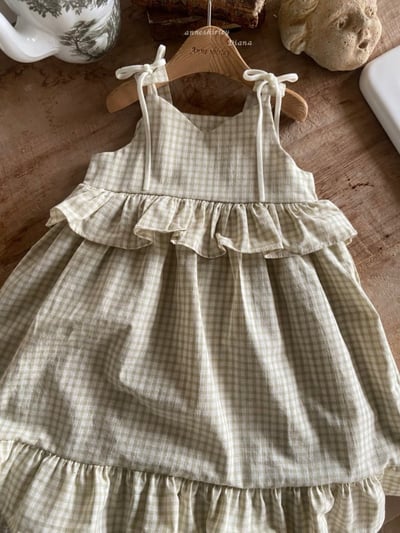 Anne Shirley03｜(1y-5y) 1色格紋綁帶荷葉洋裝9