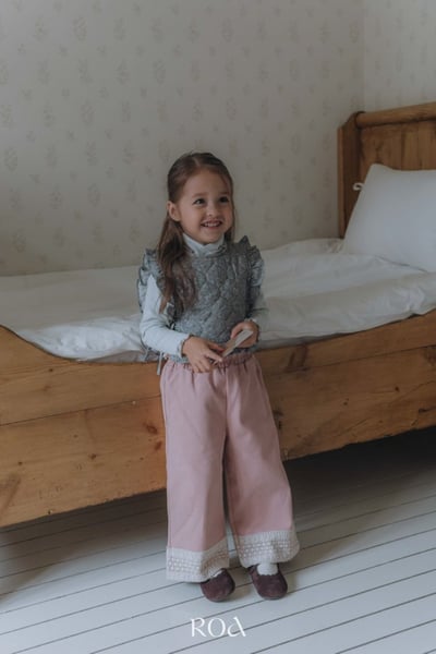 ROA32｜(80cm-120cm) 2色下擺蕾絲邊直筒褲14