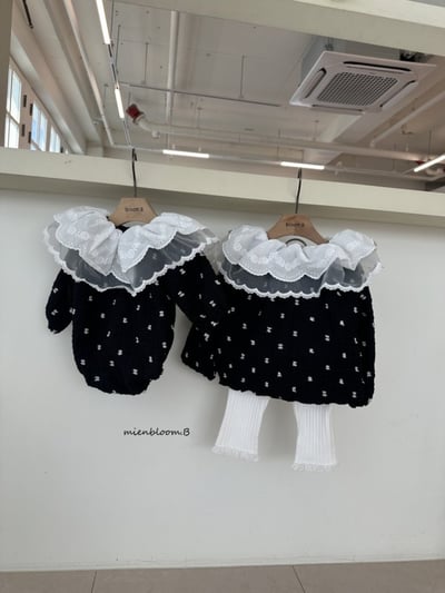 Bloom.b53｜(0m-18m) 蕾絲領印花抓皺包屁衣3