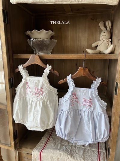 thelala63｜ (0m-18m) 刺繡花邊無袖包屁衣1