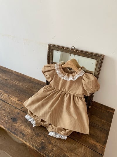 Anne Shirley20｜(3m-22m) 1色格紋蕾絲邊連身褲3