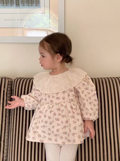 JE611｜(66cm-90cm) 蕾絲荷葉領碎花包屁衣8