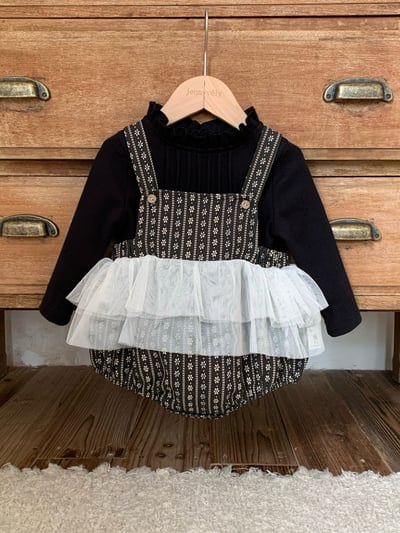 JE613｜(73cm-100cm) 小花薄紗吊帶包屁裙/花邊領上衣24