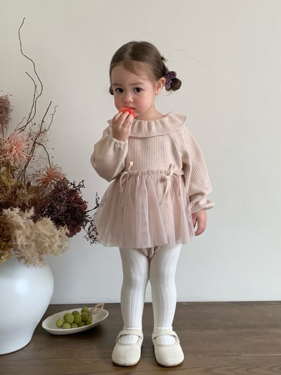 JE617｜(73cm-110cm) 翻領蝴蝶結薄紗包屁衣/羊羔毛背心14