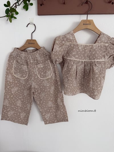 Bloom.b15｜(80-118cm) 亞麻碎花直筒長褲6