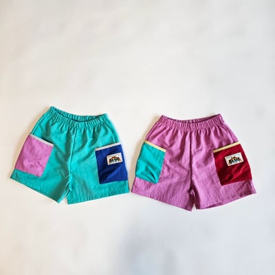 1st blue12｜(~93-118cm) 拼色口袋短褲8