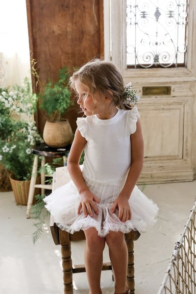 FLO41｜(75-140) 荷葉袖薄紗洋裝9