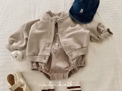 Valubebe54｜(65-80) 條紋襯衫包屁衣5