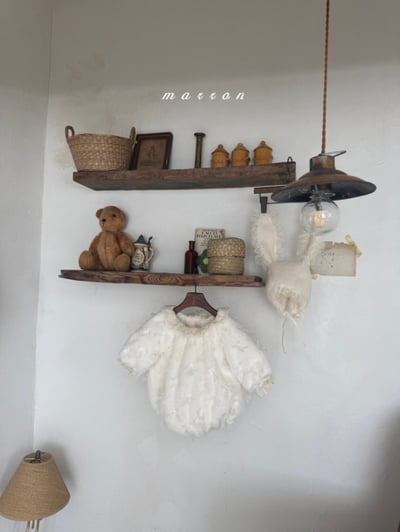 Marron 50｜(3m-18m) 蝴蝶結緞帶刷毛包屁衣15