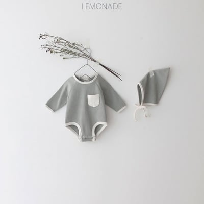 LEMONADE20｜(55cm-85cm) 3色撞色口袋包屁衣含帽子7