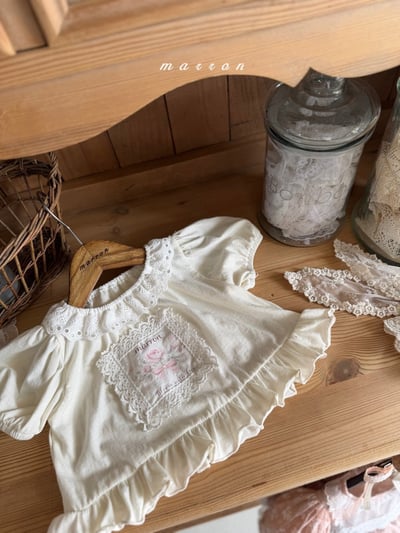 Marron45｜(1y-6y) 復古玫瑰公主袖上衣5