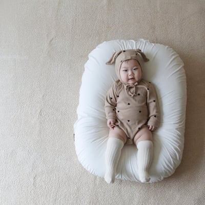 LEMONADE34｜(55cm-85cm) 2色小愛心包屁衣含帽子2