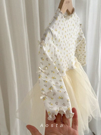 AOSTA03｜(6m-5y) 緞帶羅紋薄紗洋裝11