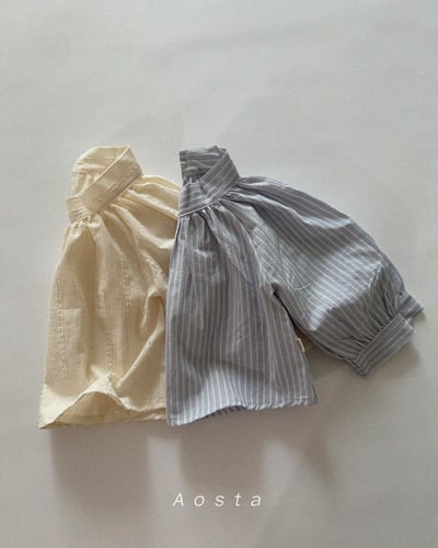 AOSTA21｜(6m-5y) 立領壓紋/細條襯衫2