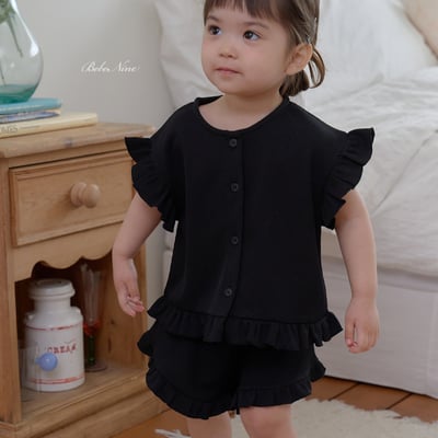 bebe nine45  (65cm-115cm) 2色荷葉鈕釦開衫套裝16