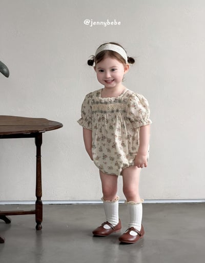 JE720｜(66-120cm) 復古碎花包屁衣/洋裝3