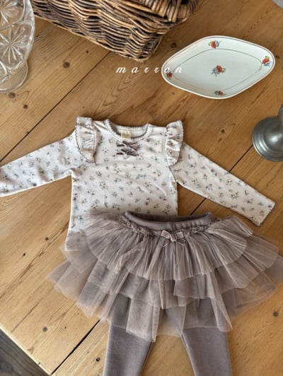 Marron 02｜(1y-6y) 碎花荷葉肩袖上衣14