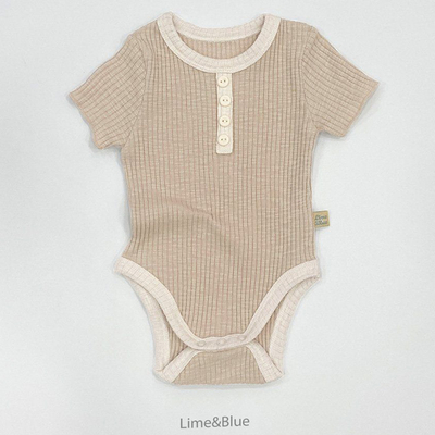 LIME&BLUE04｜(55-80cm)  素色鈕釦包屁衣18