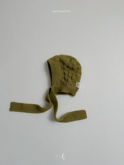 AT05｜(free) 麻花針織綁帶毛帽8