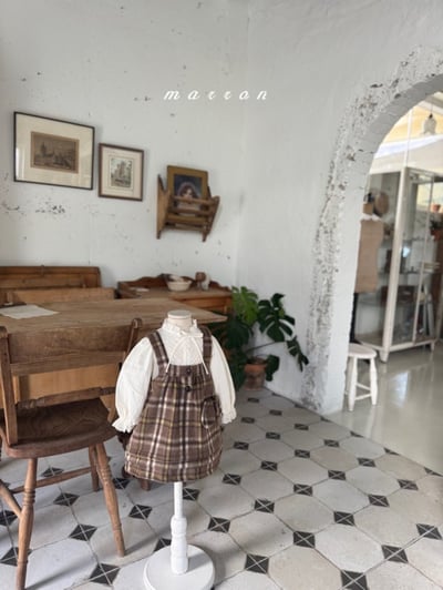 Marron 20｜(1y-6y) 學院格紋吊帶洋裝8