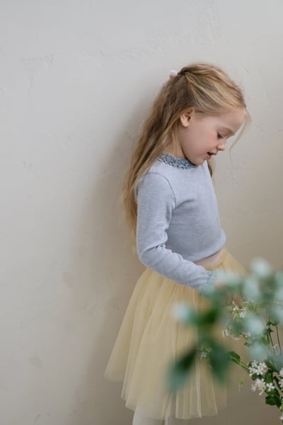 FLO22｜(75-140) 3色滾邊抓皺領上衣1