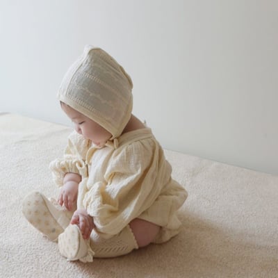 LEMONADE07｜(55cm-85cm) 1色花紋娃娃袖包屁衣含帽子9