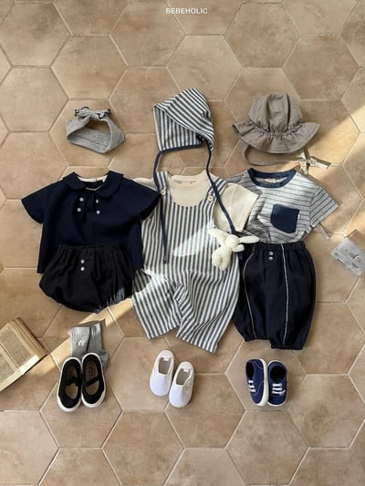 Bebe holic15｜(3m-18m) 條紋連身裝(含帽子)13