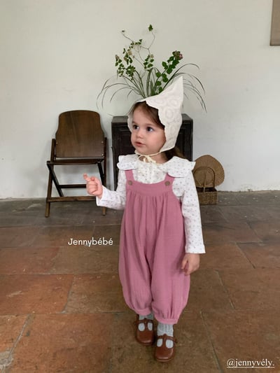 JE566｜(73-100cm) 百搭荷葉領上衣/棉紗吊帶褲3