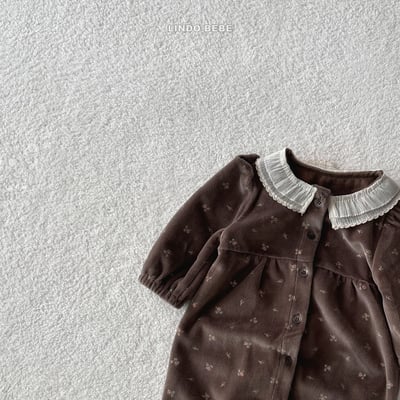 Lindo10｜(3m-18m) 絲絨滾邊領連身衣6