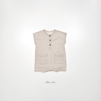 bebe nine41  (6m-24m) 2色樸素鈕釦口袋裝4