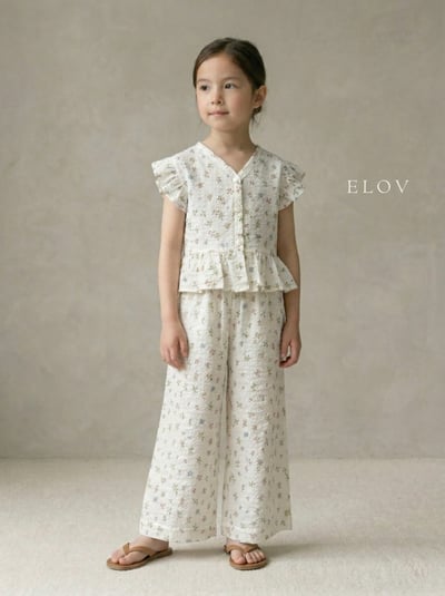 Mon petit11｜(73-118cm) 2色壓紋荷葉袖套裝7