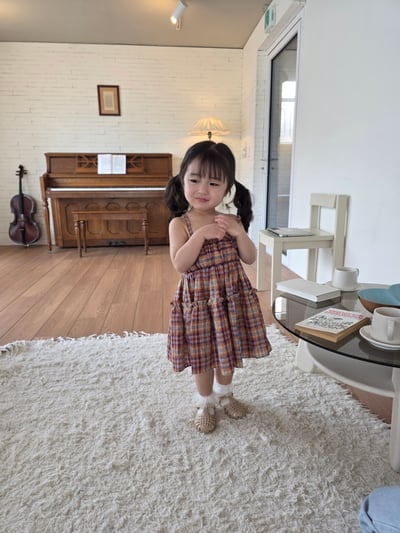 Color22｜(75-115cm) 細肩格紋洋裝5