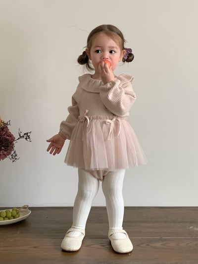 JE617｜(73cm-110cm) 翻領蝴蝶結薄紗包屁衣/羊羔毛背心21