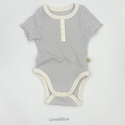 LIME&BLUE04｜(55-80cm)  素色鈕釦包屁衣15