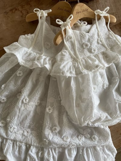 Anne Shirley35｜(1y-5y) 2色碎花壓紋綁帶洋裝4