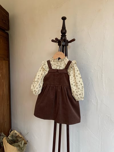 JE589｜(73cm-120cm) 燈芯絨背心洋裝/碎花荷葉上衣3