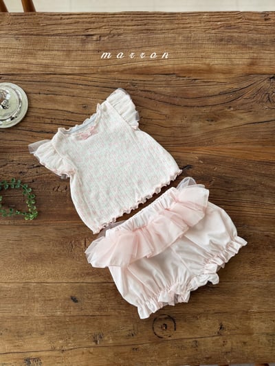 Marron02｜(3m-18m) 蕾絲小碎花套裝6